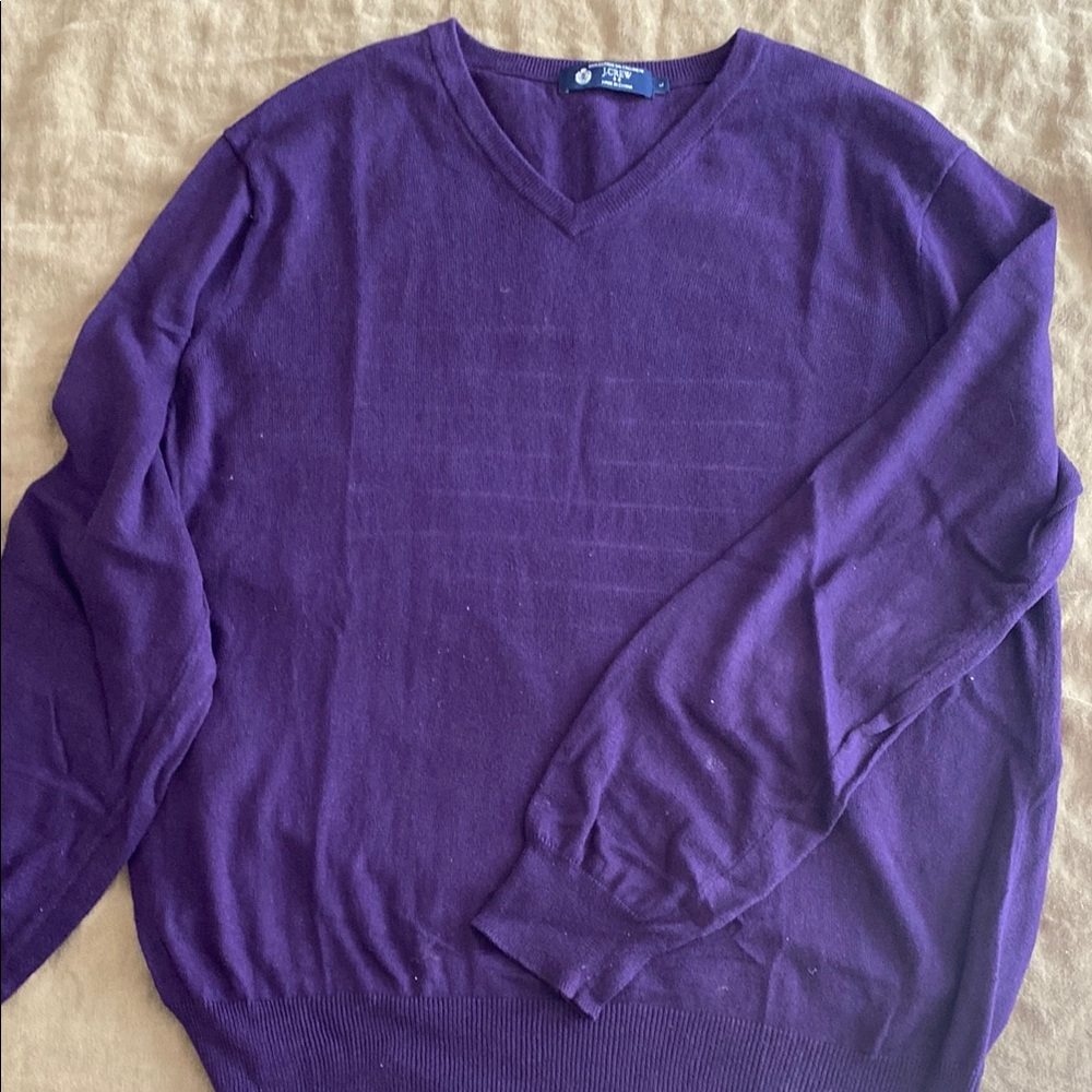 J. Crew Purple V-Neck Sweater Knit Classic